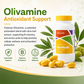 McCord Olivamine Antioxidant Support supplement bottle with olive leaves and capsules on a light background