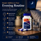McCord SleepHealth supplement bottle with capsules and water on a table at night.