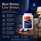 McCord SleepHealth supplement bottle on a nightstand with sleep benefits listed.